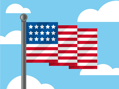 Flying Flag blue color flag flat illustration red white