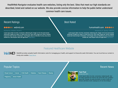 Health Website Ratings blue gray health listings medical ratings web design wip wordpress work in progress