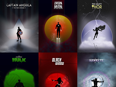 The Avengers Collection design marvel photoshop posters silhouette superheroes the avengers