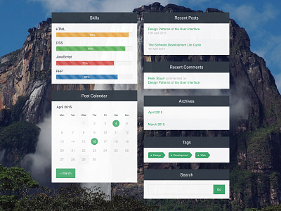Flat Widgets calendar flat search skills tags ui web widgets