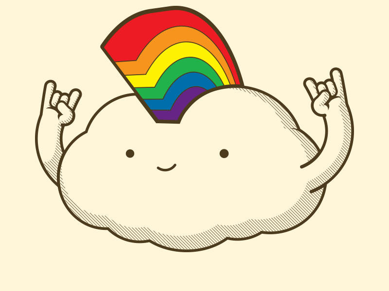 Bowhawk animated gif cloud cute happy illustrator puns rainbow rock on smile