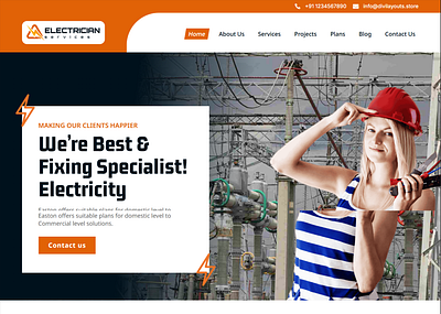 Electrician WordPress Website business divi electrician landing page design ui design webdesign website website devlopment website redesign