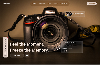 Hero Section UI Design branding camera website figma glassmorphism graphic design minimalist modern design product design ui ui interface uiux web design website design