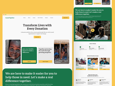 CauseTogether - Donation Platform UI Design Concept charity website design design concept donation donation landing page landing page ui ui design web design