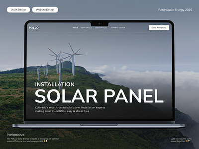 Pollo - Renewable Energy Landing Page alternative energy eco platform electricity green energy landing page renewable energy renewable energy landing page renewable energy website shasanko das solar energy solar energy landing page solar energy website solar panel sustainable turbine website ui ux web design website wind turbine