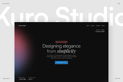 Kuro Studio - Design Agency - Landing Page about section creative agency digital product footer section gumroad hero section landing page service section studio template ui uiux design website