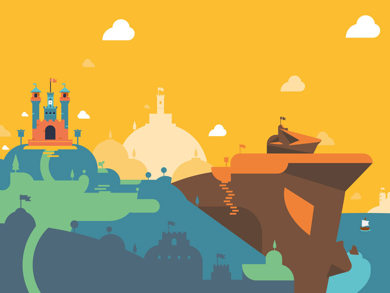 Avalon castle illustration minimalist vector