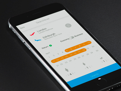 Skyliner airliner airway app flat flight ios iphone app search ui user interface ux