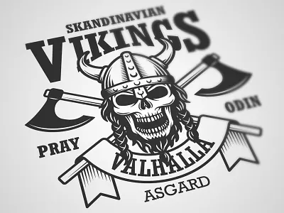 Skandinavian vikings emblem authentic axe emblem hipster logo logo design skandinavian skull viking vitage
