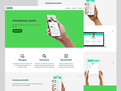 Landing page app flat green landing management marketing phone property sales tablet ui ux