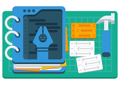 Build a Blog blog book card character code hammer head illustration programming simple vector