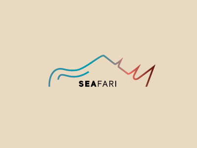 Seafari logo rhinoceros safari savannah sea wave