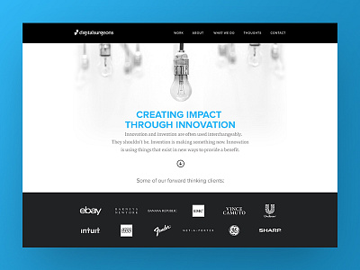 Innovation landing page agency animation blue case study innovation landing page responsive web