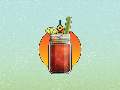 Bloody Study alcohol bloody mary drink illustration mason jar olive vector vodka