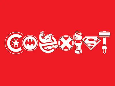 Coexist batman captain america coexist comic comic book ghostbusters hellboy illustration nerd superman thor x men