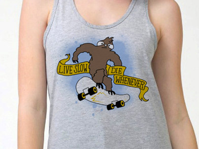 Slothcore apparel live fast skate skateboard sloth tank