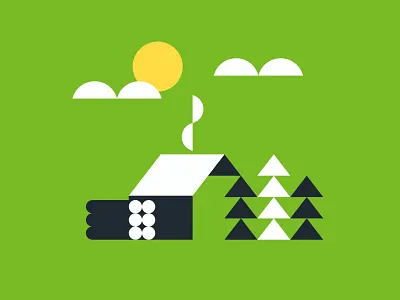 Forest House flat forest house illustration