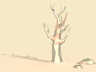 Low Poly Metal Tree art low poly metal minimal rocks simple tree