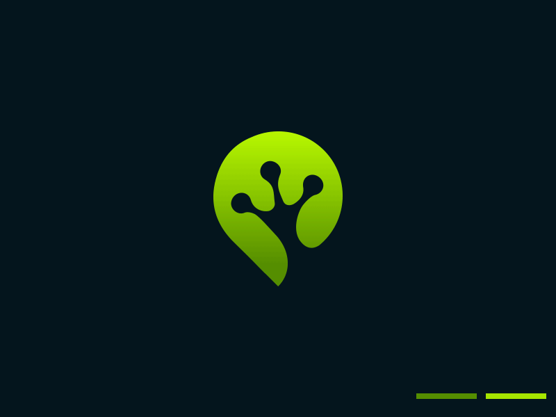 Frog Point Logo Mark frog green location logo negative p pin simple space