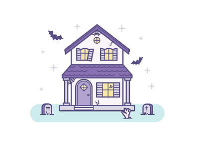 Haunted House bat grave halloween haunted horror house illustration nightmare