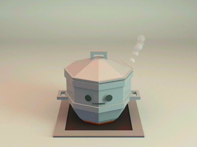 Berkshire Pork Steaming Pot c4d cinema4d low poly low polygon pork pot steam pot tofu