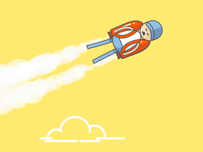 Jetpack! character clouds flying illustration jetpack