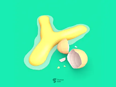 Y for Yolk 36daysoftype 3d egg lowpoly render type y yolk