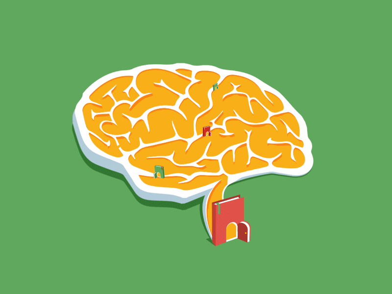 Reading Matters! books brain culture flat illustration maze mind reading