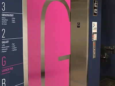 Mesosphere Office Mockup elevator floor menu mesosphere office way finding