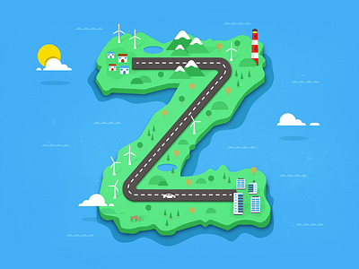 Z - 36 Days of Type 36daysoftype commute flat illustration island letter z letterform lettering type