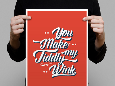 Tiddly everglow illustration lettering orange poster script typography