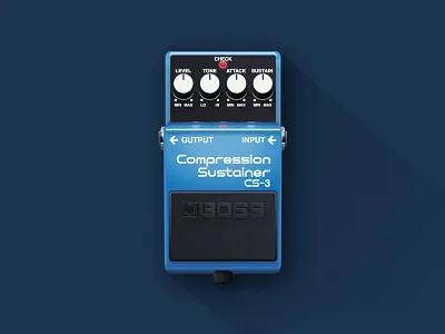 Compression Sustainer CS-3 flat gradient guitar illustration pedal realism shadow vector