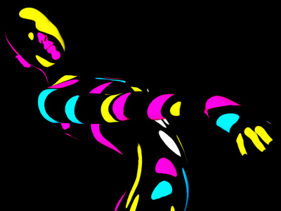 Painted Lady 3d colors fluorescent primary woman