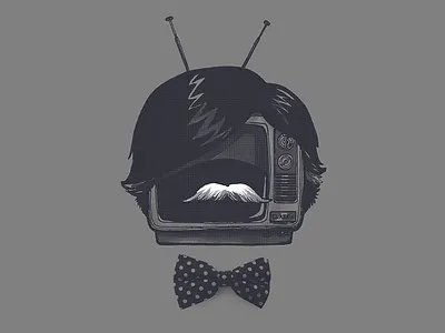 Dandy TV Set bow tie fancy mustache television tv