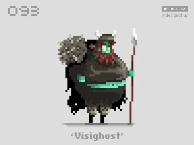 #pixel365 Num. 093: 'Visighost' character ghost green illustration pixel pixelart viking visigoth zombie