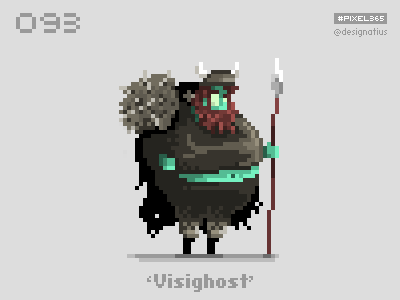 #pixel365 Num. 093: 'Visighost' character ghost green illustration pixel pixelart viking visigoth zombie