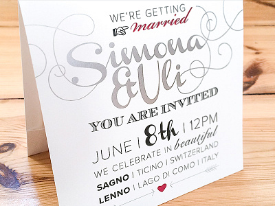 Wedding Card hot foil stamping special print typography