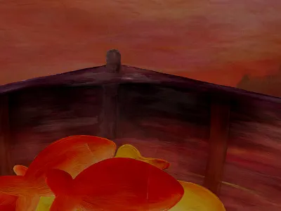 Visvangst animation after animation effects fish paint paper