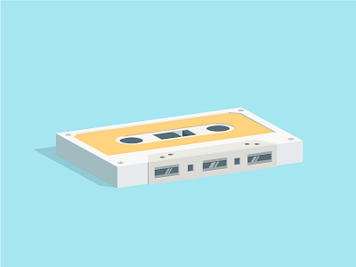 Tape 3d audio cassette icon illustration isometric music old school retro