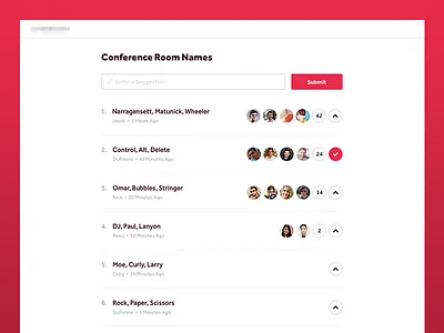 Poll input list poll questions suggest upvote voting