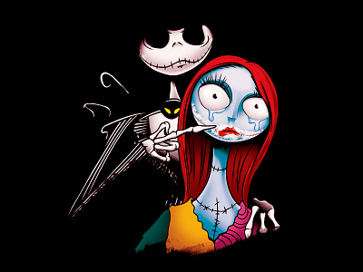 Nightmare adobe cartoon disney illustrator jack skellington nightmare before christmas sally vector