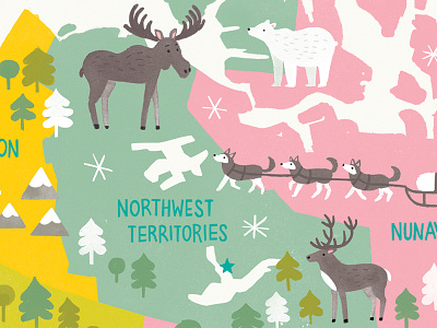 Canada Map canada caribou illustration map map of canada moose polar bear