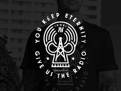 Radio Skull apparel badge graphic idobi logo radio skull tee