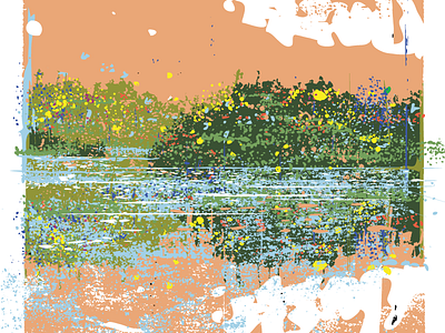Waterway-03 bushes clouds flowers landscape reflection texture vector