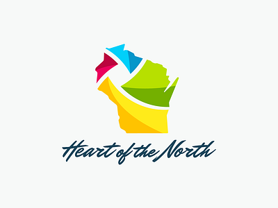 Heart of the North branding design handwritten identity logo script spectrum swirl vector wisconsin