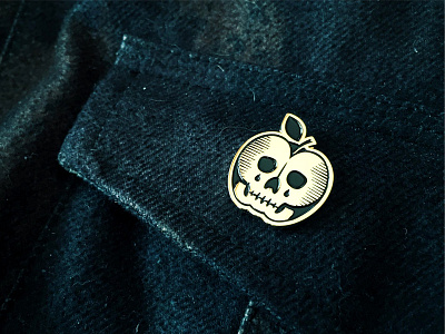 Rotten to the Core apple enamel gold pin product rotten skull vin conti