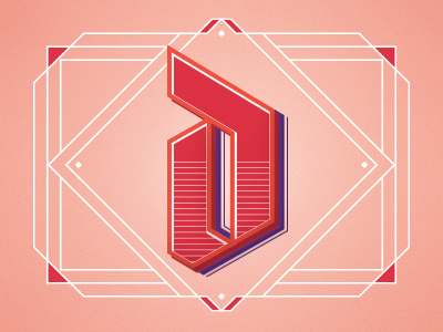 Letter D alphabet d diamond frame letter lettering line linework lowercase old style shadow typography