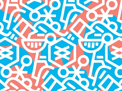 Never not hungry blue bright cartoon color happy hi illustration modern pattern red white