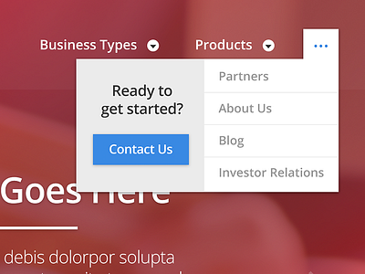 Dropdown contact corporate dropdown landing menu navigation us website