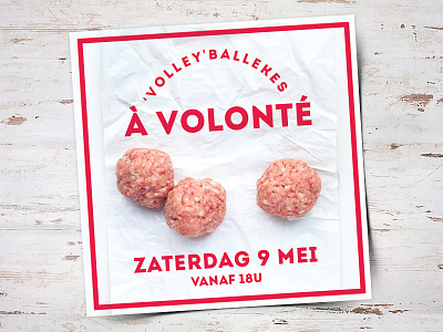 Volleyballekes à volonté butcher dinner flyer food meat red